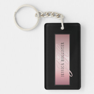 Elegant Blush Faux Roségold Name & Initialen Schlüsselanhänger
