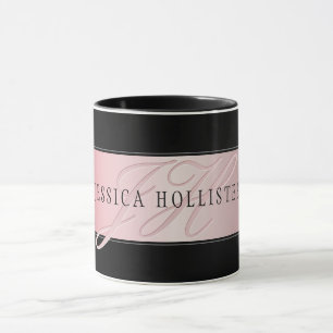 Elegant Blush Faux Roségold Name & Initialen Tasse