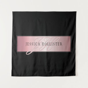 Elegant Blush Faux Roségold   Name & Initialen Wandteppich