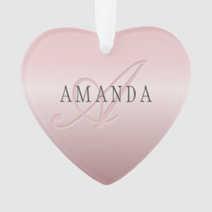 Elegant Blush Faux Roségold   Name & Monogramm Ornament
