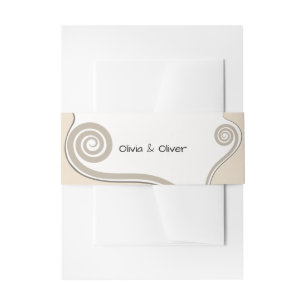 Elegant Blush Fern Leaf Koru Swirl Wedding Einladungsbanderole