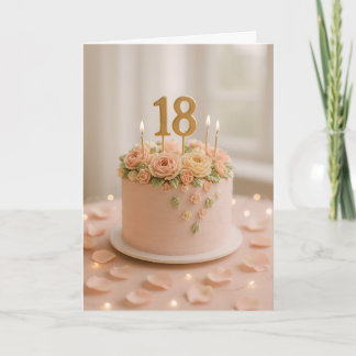 Elegant Blush Floral 18th Birthday Cake Karte