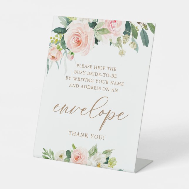 Elegant Blush Floral Address a Envelope Sockelschild (Vorderseite)