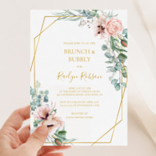 Elegant Blush Floral   Brunch und Brauchdusche Einladung