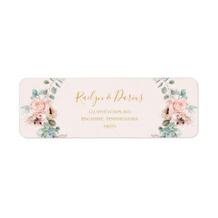 Elegant Blush Floral Etikett der Pastell-Rücksen