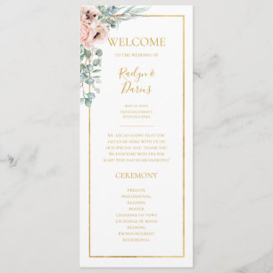 Elegant Blush Floral   Hochzeitsprogramm Programm