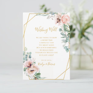 Elegant Blush Floral Hochzeitswunschgutkarte Begleitkarte