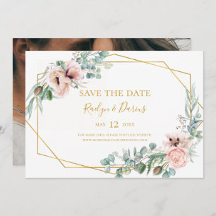 Elegant Blush Floral Horizontal Gerettet Foto D Save The Date