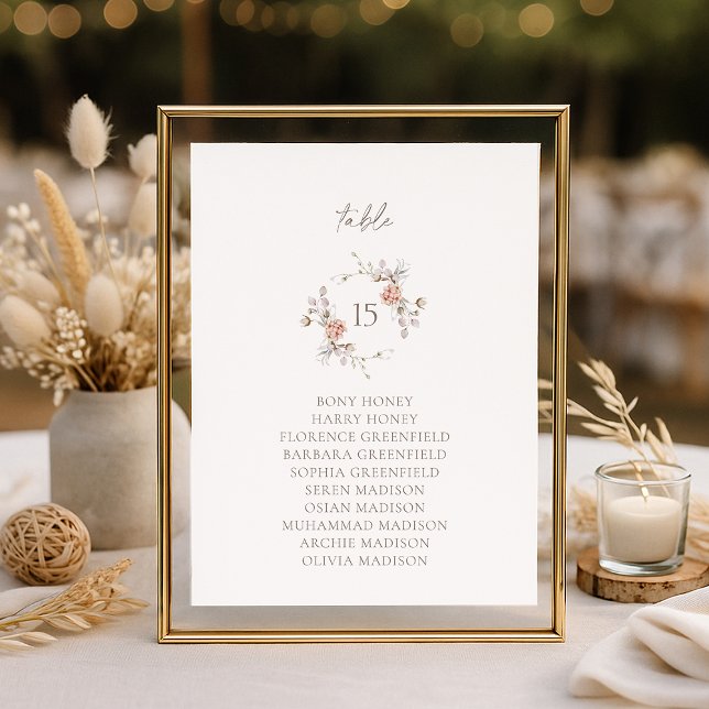 Elegant Blush Floral Monogram Table Seating Card Einladung (Von Creator hochgeladen)