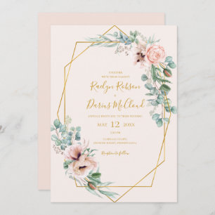 Elegant Blush Floral   Pastel Lässig Wedding Einladung