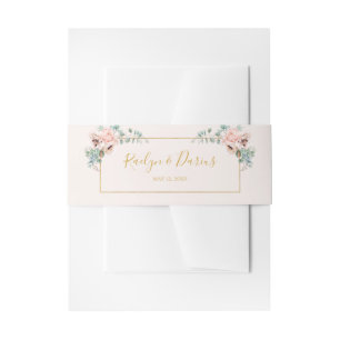 Elegant Blush Floral   Pastel Wedding Einladungsbanderole