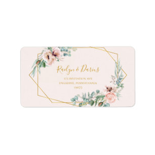 Elegant Blush Floral Pastel Wedding RSVP Adresse Adressaufkleber