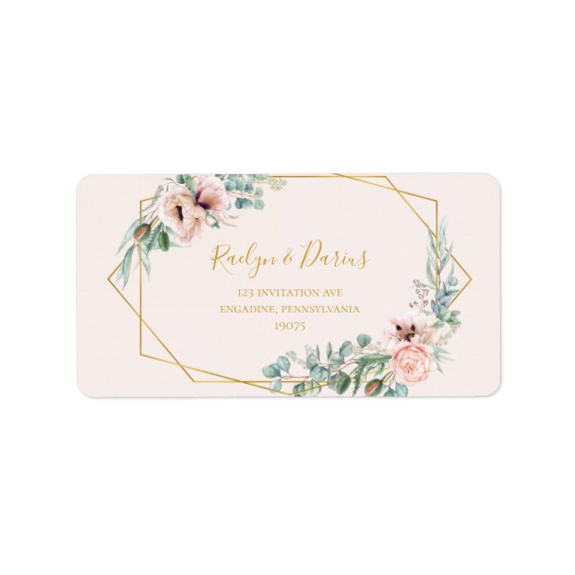 Elegant Blush Floral | Pastel Wedding RSVP Adresse Adressaufkleber (Vorne)