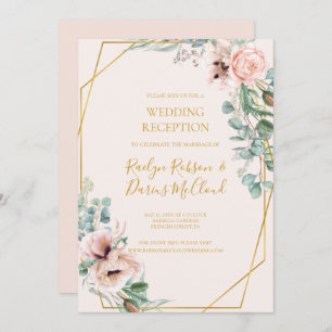 Elegant Blush Floral Pastelhochzeit Einladung