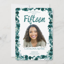 Elegant Blush Floral Quinceañera Invitation Einladung