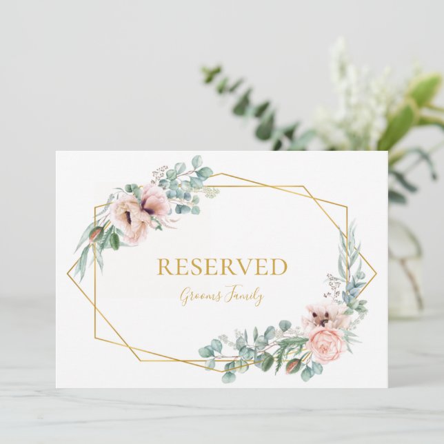Elegant Blush Floral | Reserviertes Zeichen (Stehend Vorderseite)