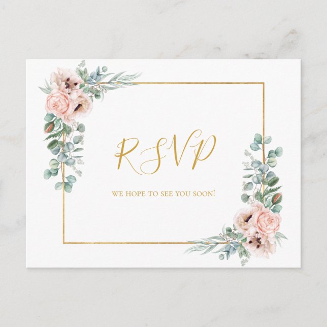 Elegant Blush Floral | RSVP-Karte im Menü Postkarte (Vorderseite)