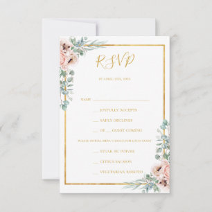 Elegant Blush Floral   RSVP-Karte im Menü RSVP Karte