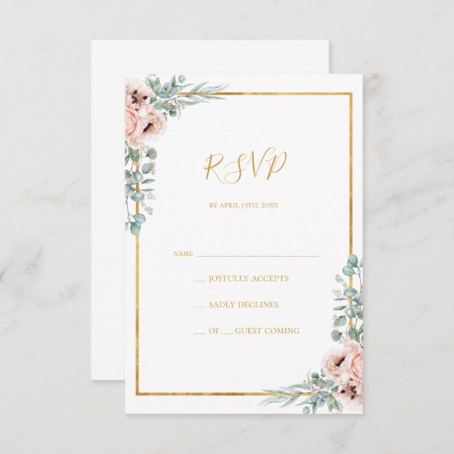 Elegant Blush Floral | RSVP-Karte RSVP Karte (Vorne/Hinten)