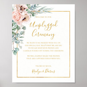 Elegant Blush Floral Signatur der nicht angeschl Poster