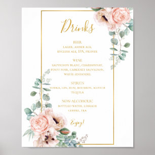Elegant Blush Floral   Symbol für Hochzeitsgetränk Poster