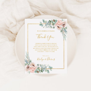 Elegant Blush Floral   Vielen Dank, Empfang Card Postkarte