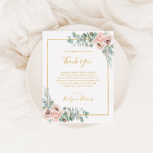 Elegant Blush Floral   Vielen Dank, Empfang Card Postkarte