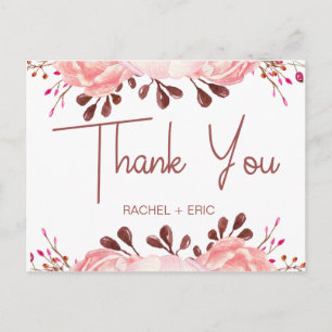 Elegant Blush Floral Wedding Danke Postcard Postkarte