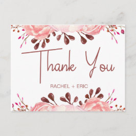 Elegant Blush Floral Wedding Danke Postcard Postkarte
