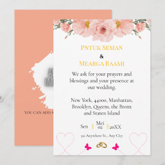 Elegant Blush Floral Wedding Invitation with Gold Einladung