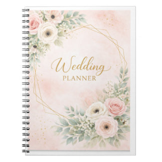Elegant Blush Floral Wedding Planner Notebook Notizblock