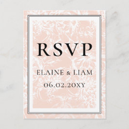 Elegant Blush Floral Wedding rsvp Einladungspostkarte