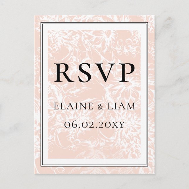 Elegant Blush Floral Wedding rsvp Einladungspostkarte (Vorderseite)