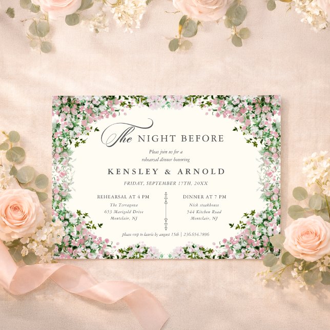 Elegant Blush Garden Rehearsal Dinner Invite Night Einladung (Von Creator hochgeladen)