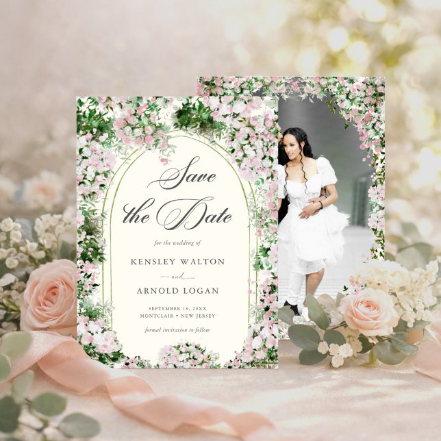 Elegant Blush Garden Wedding Save The Date (Von Creator hochgeladen)