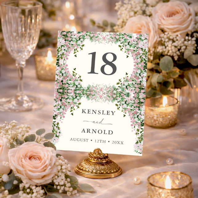 Elegant Blush Garden Wedding Table Number Tischnummer (Von Creator hochgeladen)