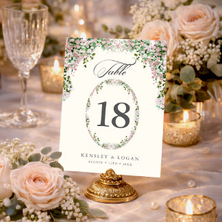 Elegant Blush Garden Wedding Table Number Tischnummer