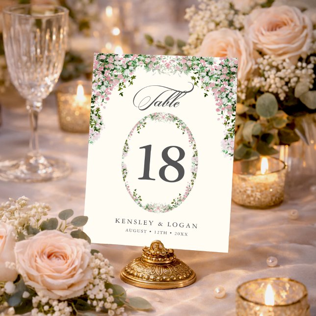 Elegant Blush Garden Wedding Table Number Tischnummer (Von Creator hochgeladen)