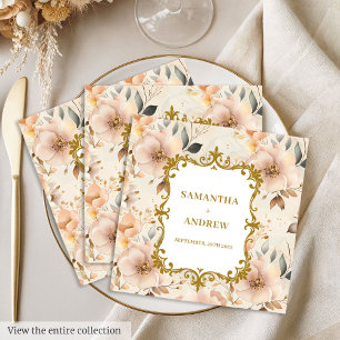 Elegant Blush Gold Wedding Paper Napkins Serviette