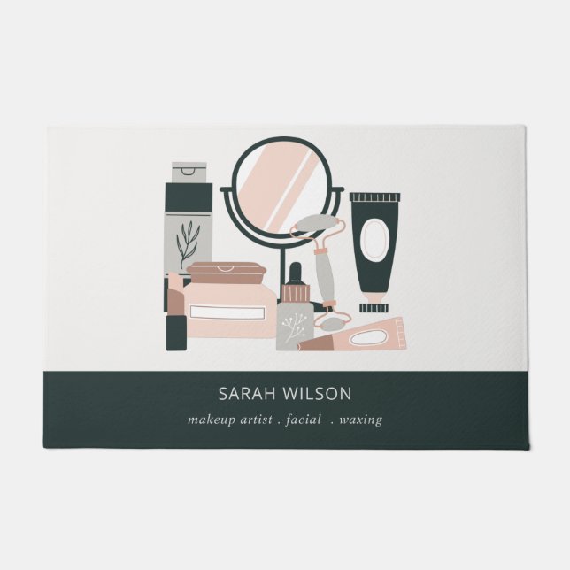 Elegant Blush Gray Makeup Artist Cosmologe Fußmatte (Vorderseite)