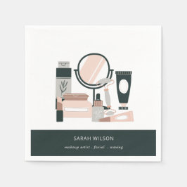 Elegant Blush Gray Makeup Artist Cosmologe Serviette