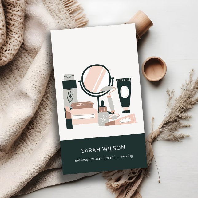 Elegant Blush Gray Makeup Artist Cosmologe Visitenkarte (Von Creator hochgeladen)