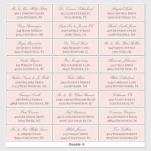 Elegant Blush Gray Script 24 Wedding Guest Address Aufkleber