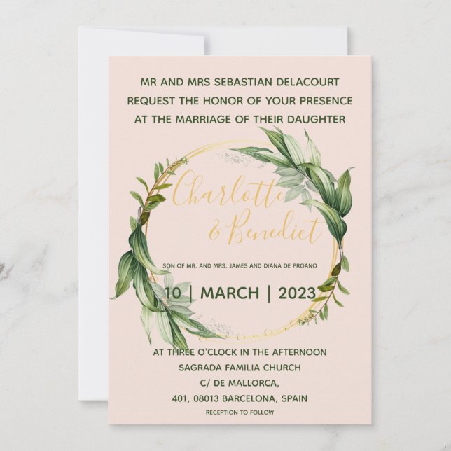 Elegant Blush Green Brush Script Request Einladung (Vorderseite)