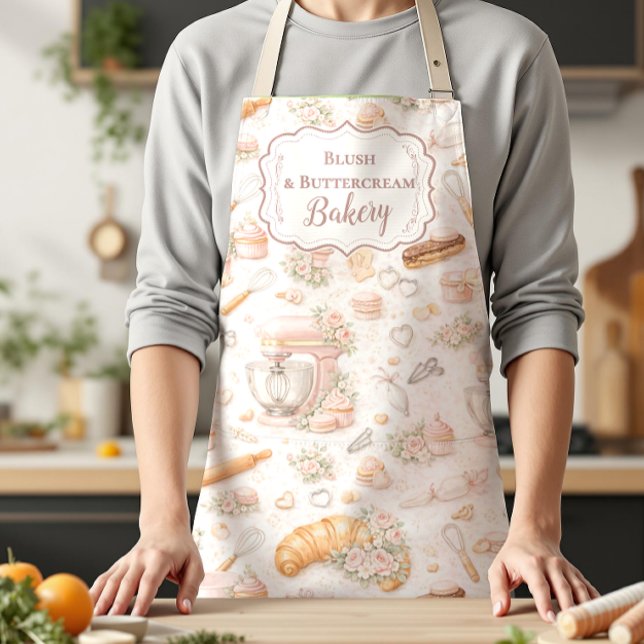 Elegant Blush Patisserie Bakery Business Schürze (Von Creator hochgeladen)