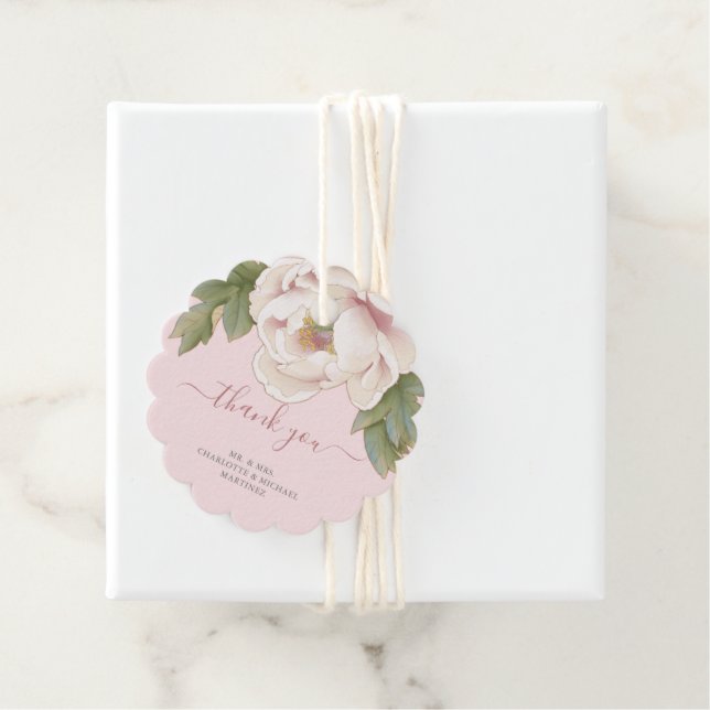 Elegant Blush Peony Floral Danke Gastgeschenk Hoch Geschenkanhänger (Beispiel)