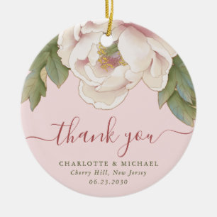 Elegant Blush Peony Floral Danke Gastgeschenk Hoch Keramik Ornament