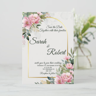 Elegant Blush Peony Floral Save The Date Card Einladung