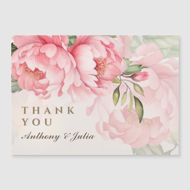 Elegant Blush Peony Wedding Thank You Magnet (Vorderseite)