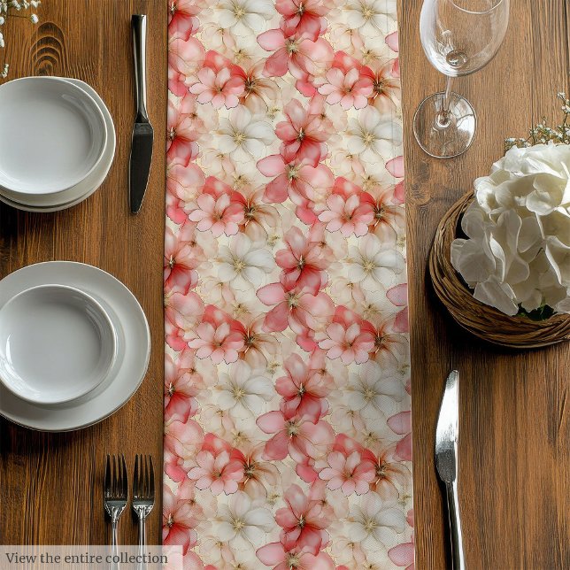 Elegant blush pink and gold floral table runner mittelgroßer tischläufer (Elegant blush pink and gold floral table runner)